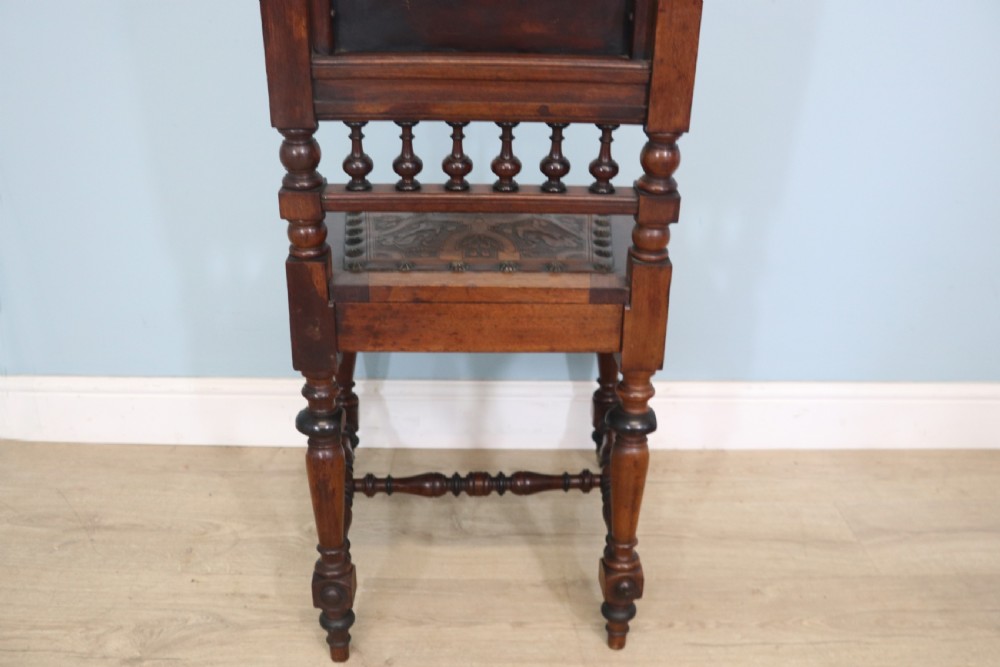 A lovely pair of Victorian oak framed dining or side chairs.  View XVIII