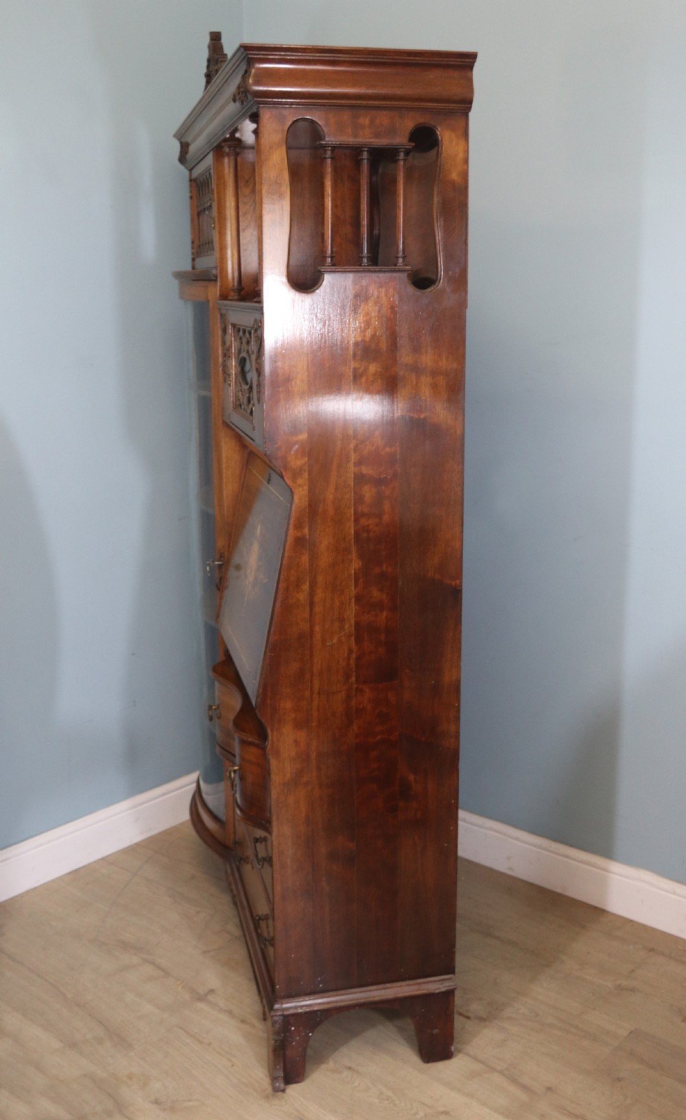 Edwardian combination bureau display bookcase View IV