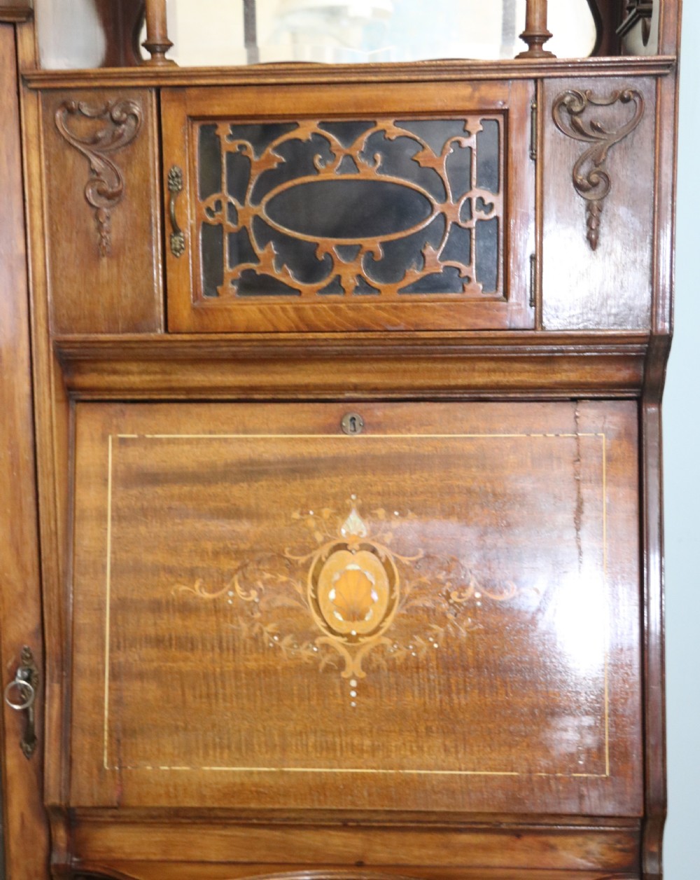 Edwardian combination bureau display bookcase View XII