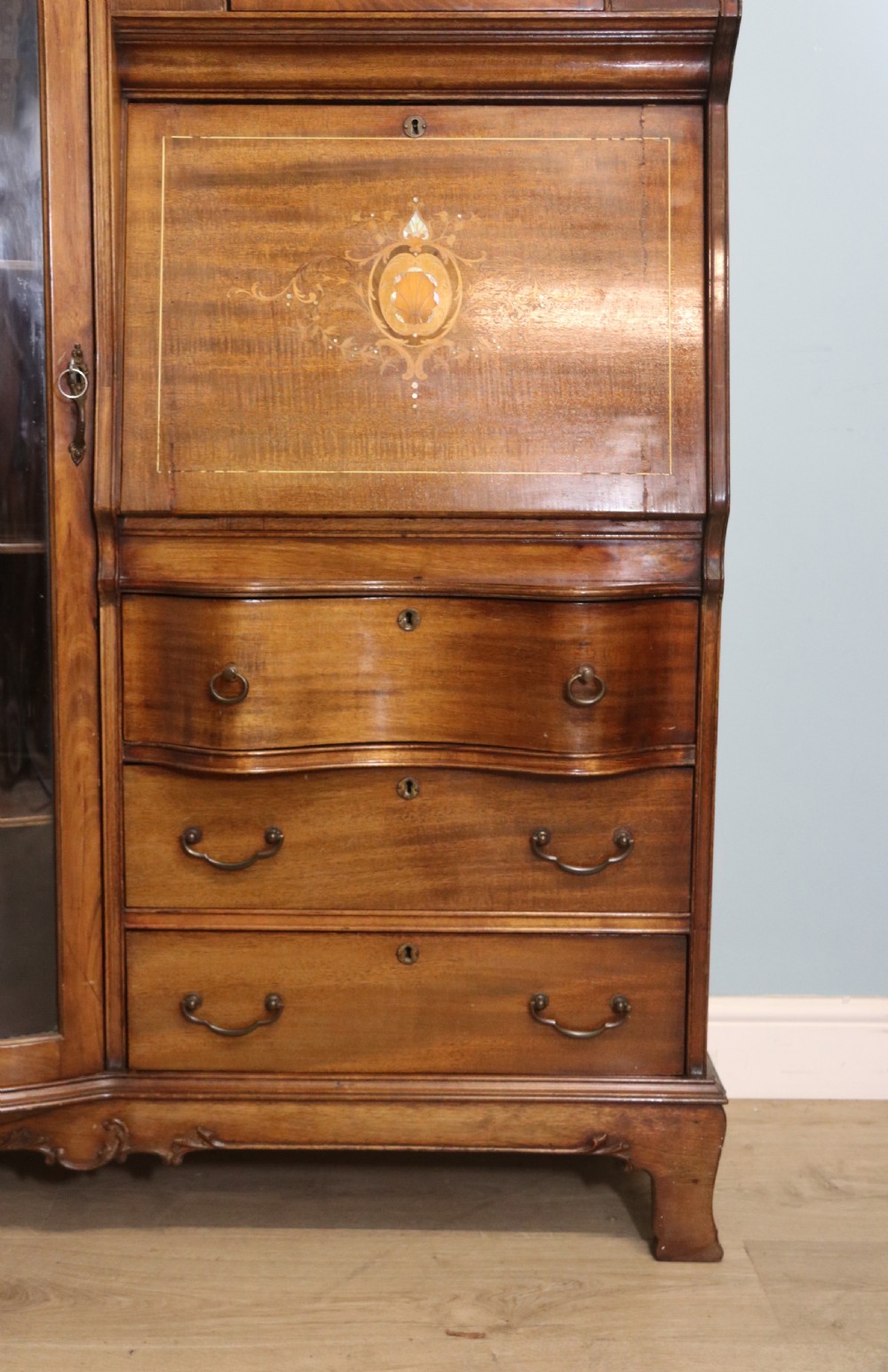 Edwardian combination bureau display bookcase View XV