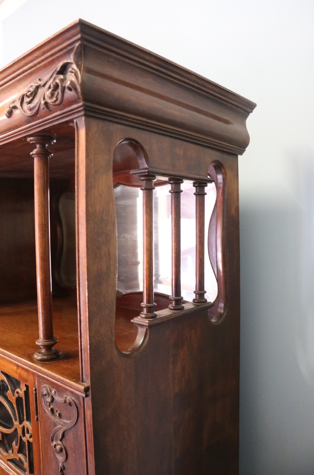 Edwardian combination bureau display bookcase View XVIII