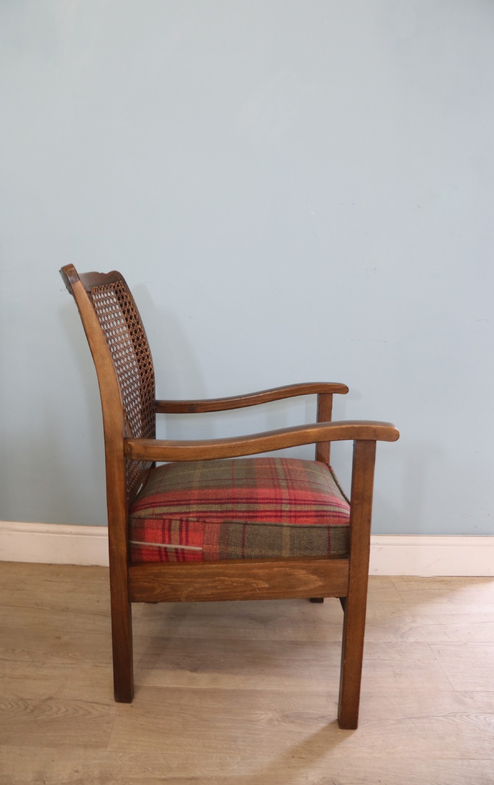 A lovely early 20th century beech framed armchair. View V