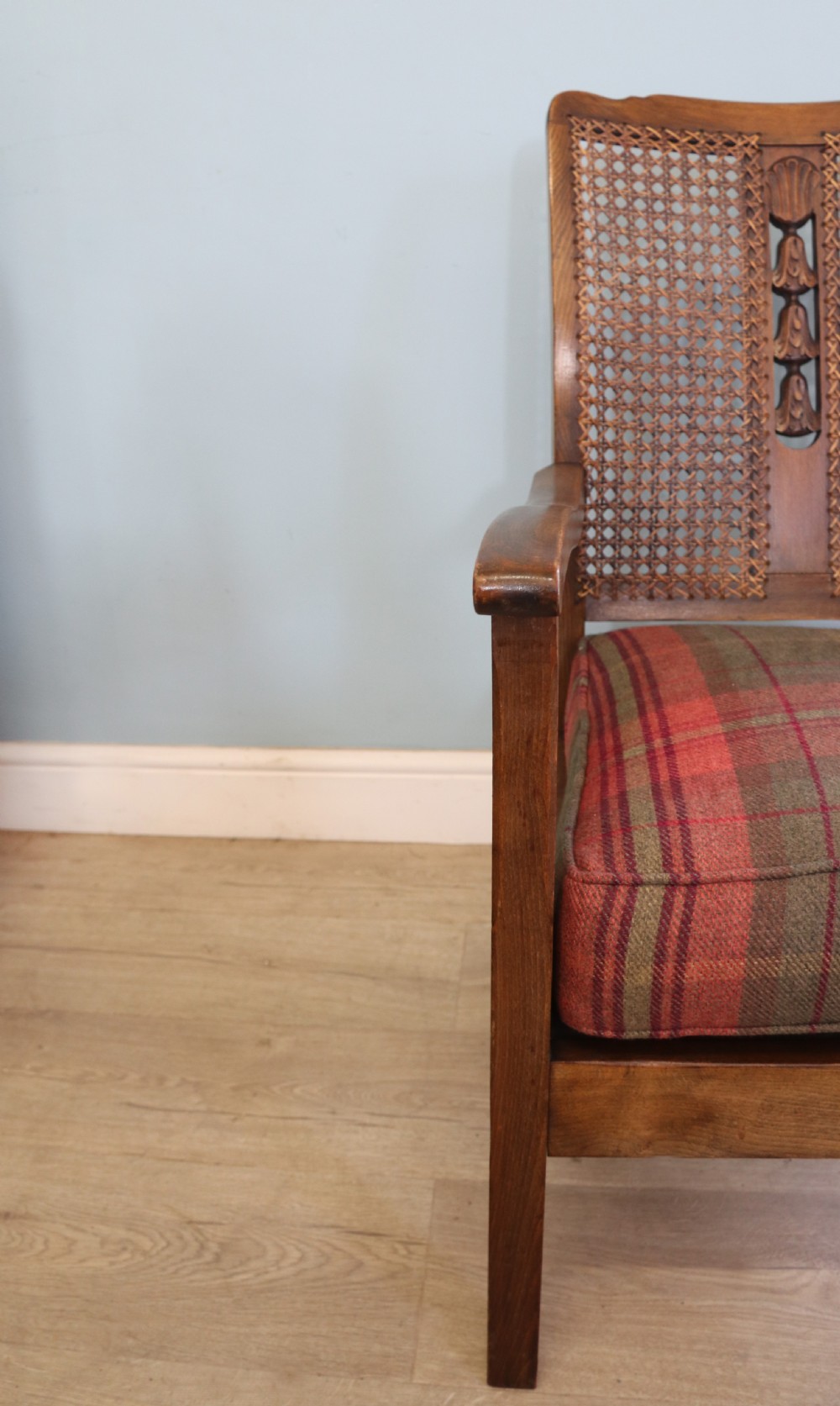 A lovely early 20th century beech framed armchair. View IX