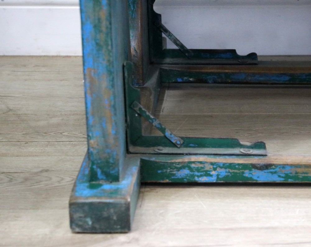 Back to school! A superb vintage pine school desk and attached bench.  View XII