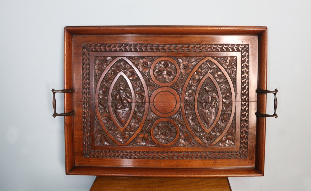 A lovely 19th Century hand-carved mahogany serving tray