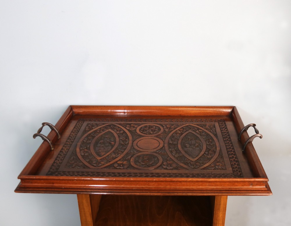 A lovely 19th Century hand-carved mahogany serving tray View II