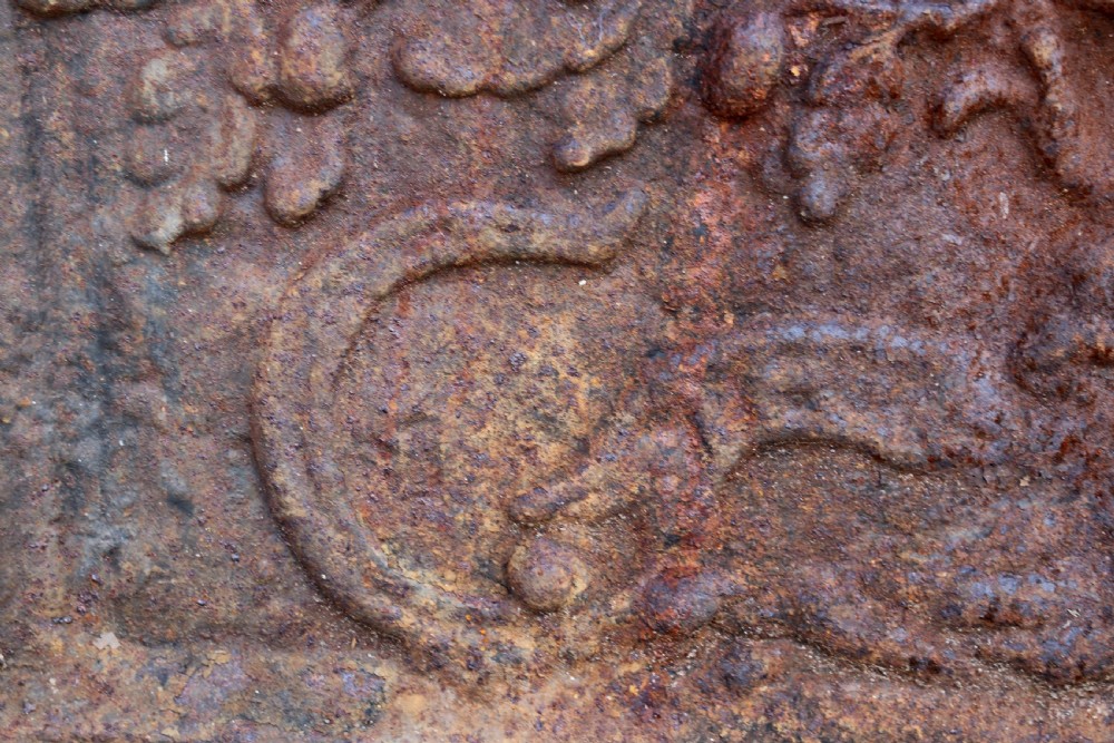 A superb cast iron fireback.  View VI