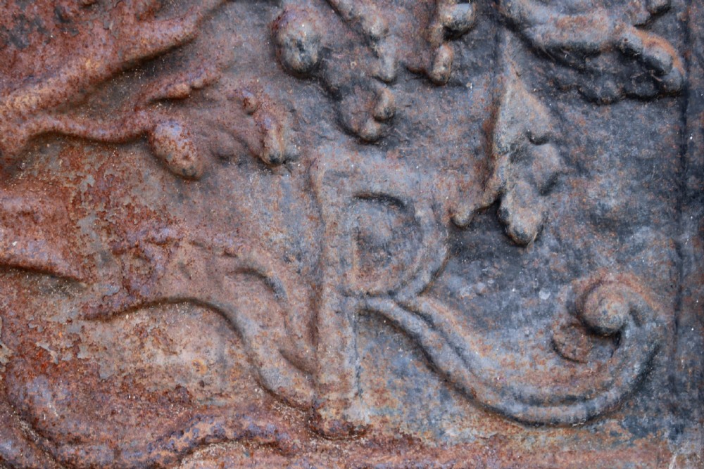 A superb cast iron fireback.  View VII