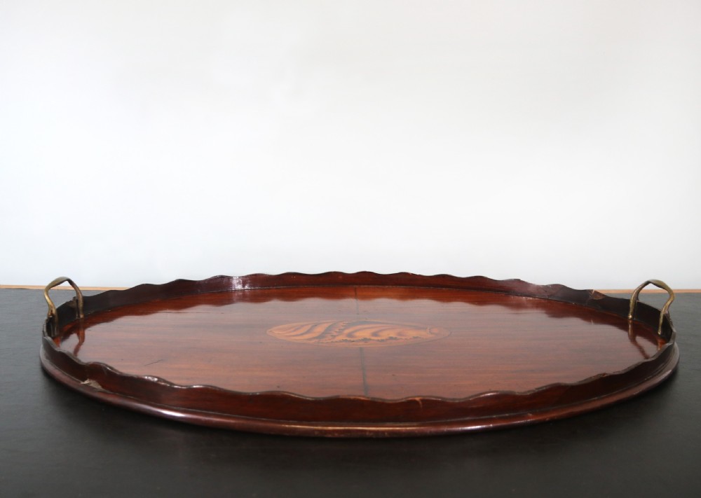 19th century mahogany galleried serving tray  View V