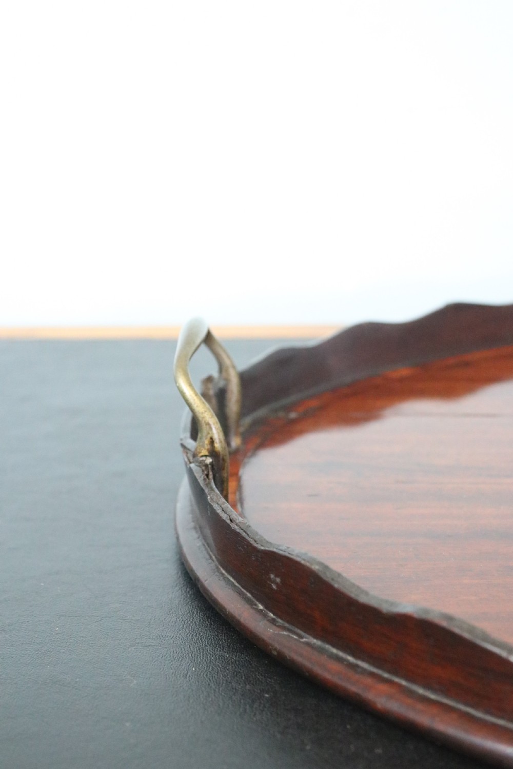 19th century mahogany galleried serving tray  View VI