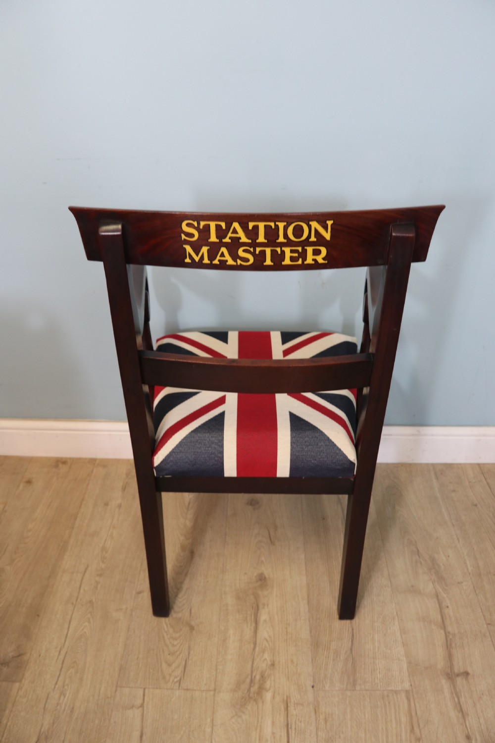 Lovely Victorian mahogany bar back desk chair later sign written for the ‘Station Master’  View VIII