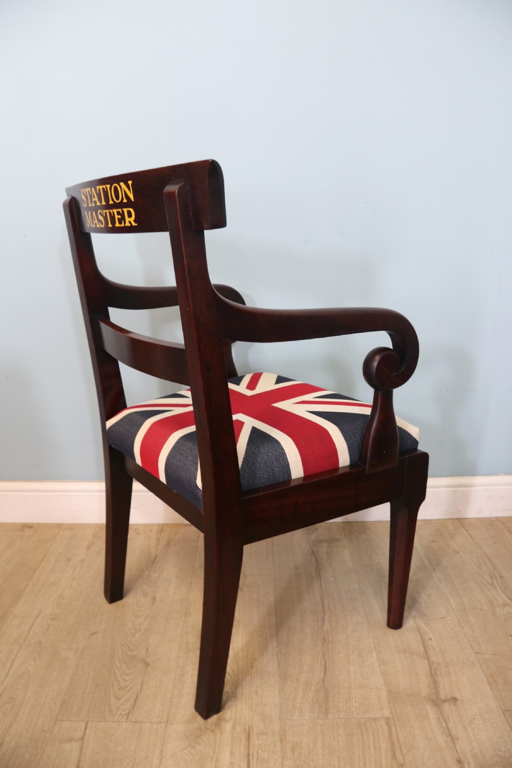 Lovely Victorian mahogany bar back desk chair later sign written for the ‘Station Master’  View IX