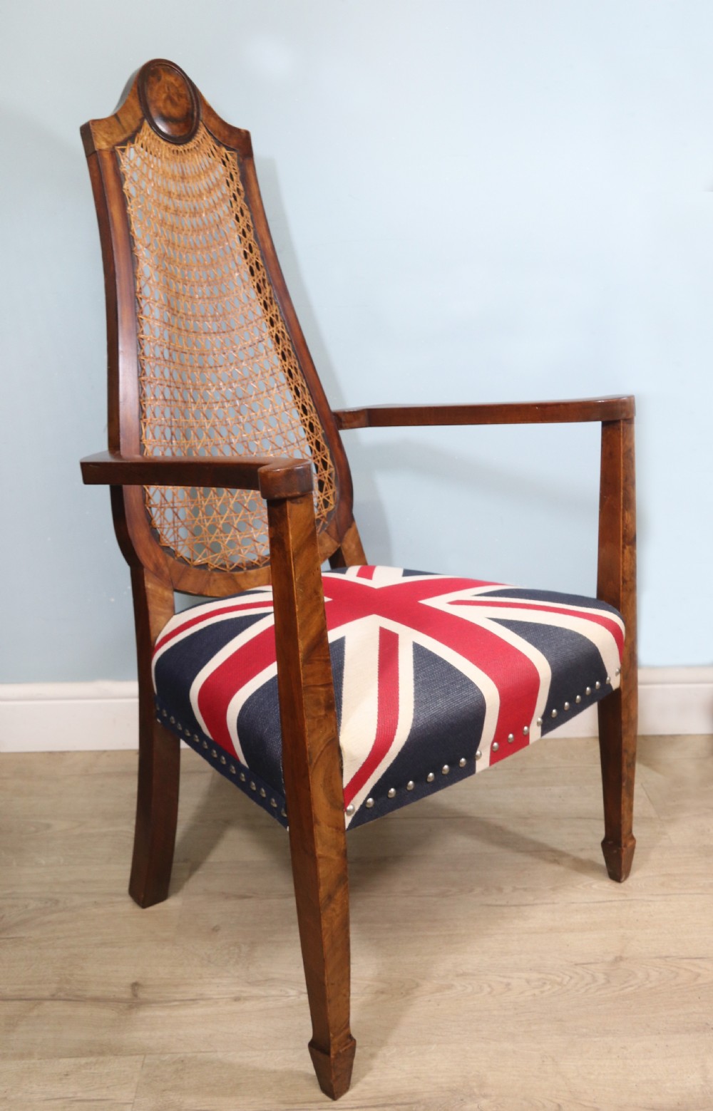 Art Deco period hardwood framed and cane back armchair View VIII