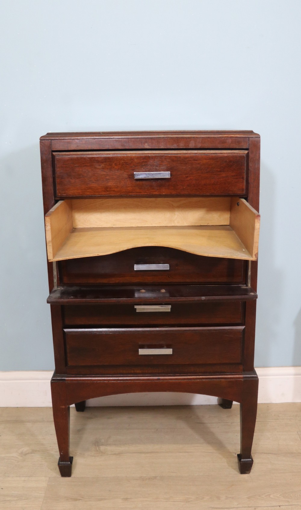 A lovely Art Deco period music cabinet with five drawers!  View VIII