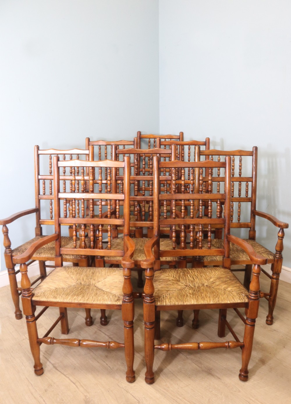 Farmhouse Style!  matching set of eight carver chairs View II