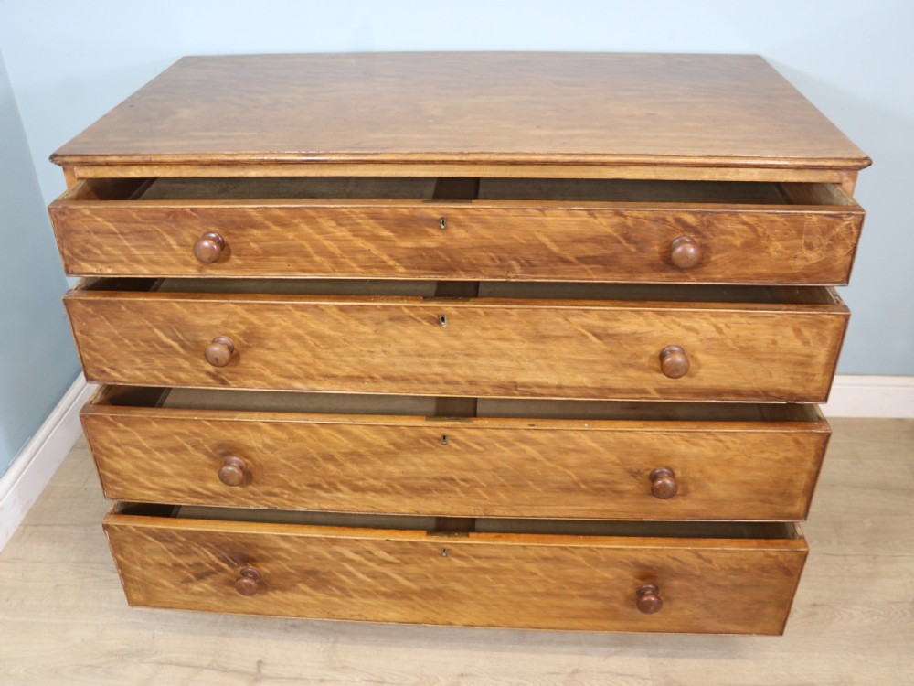 Unusual late 19th century satinwood, slightly over-sized chest of drawers View II