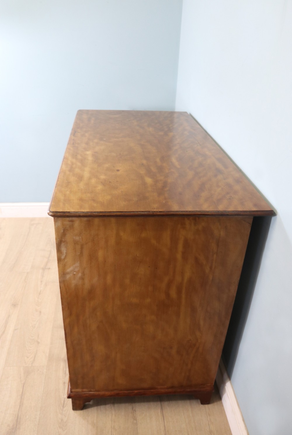Unusual late 19th century satinwood, slightly over-sized chest of drawers View VI
