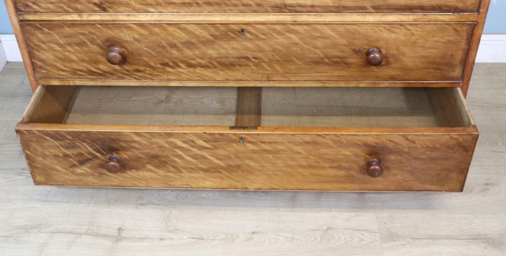 Unusual late 19th century satinwood, slightly over-sized chest of drawers View IX