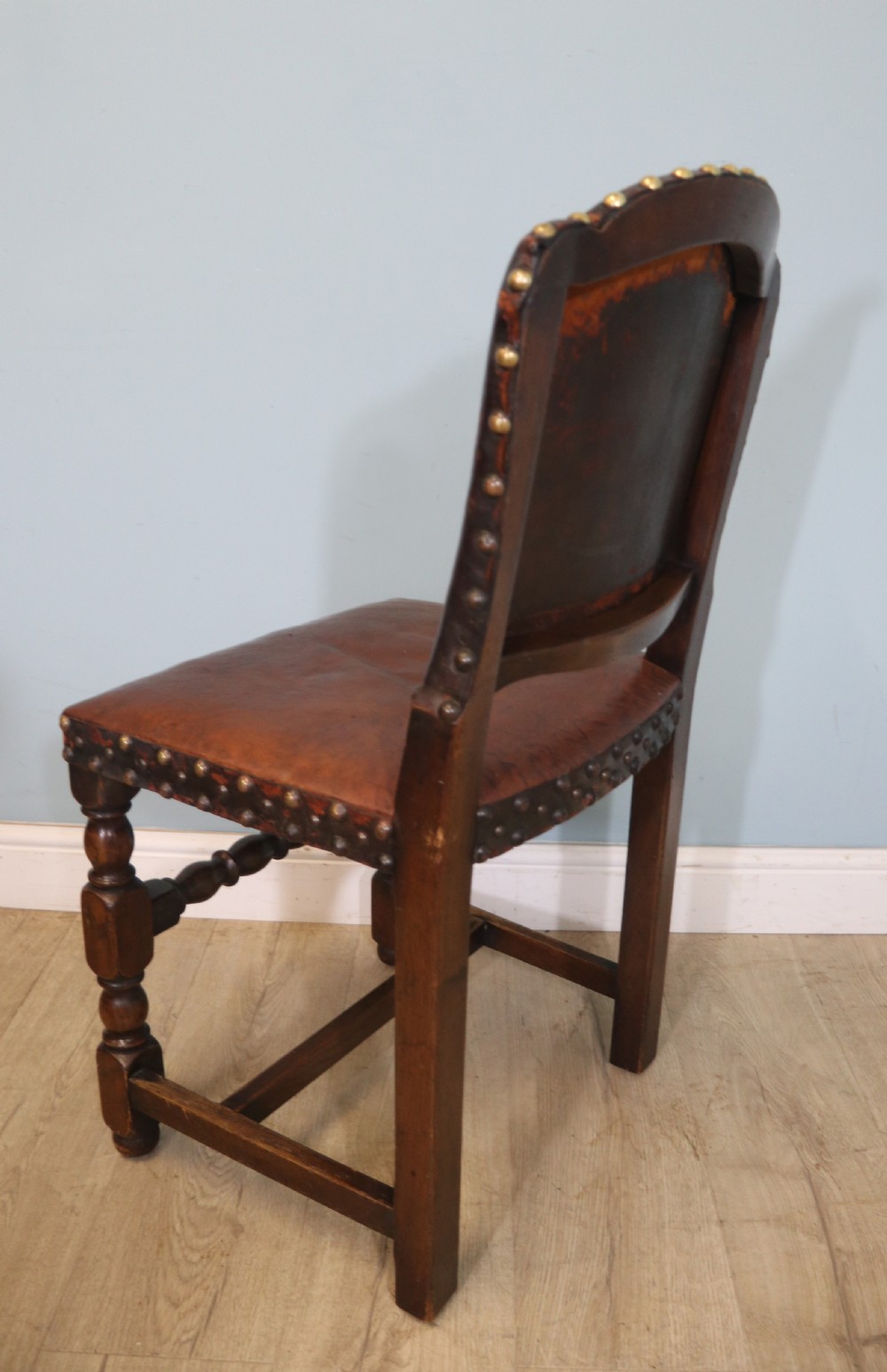 A lovely set of six early 20th Cromwellian style industrial looking dining chairs. View XXII
