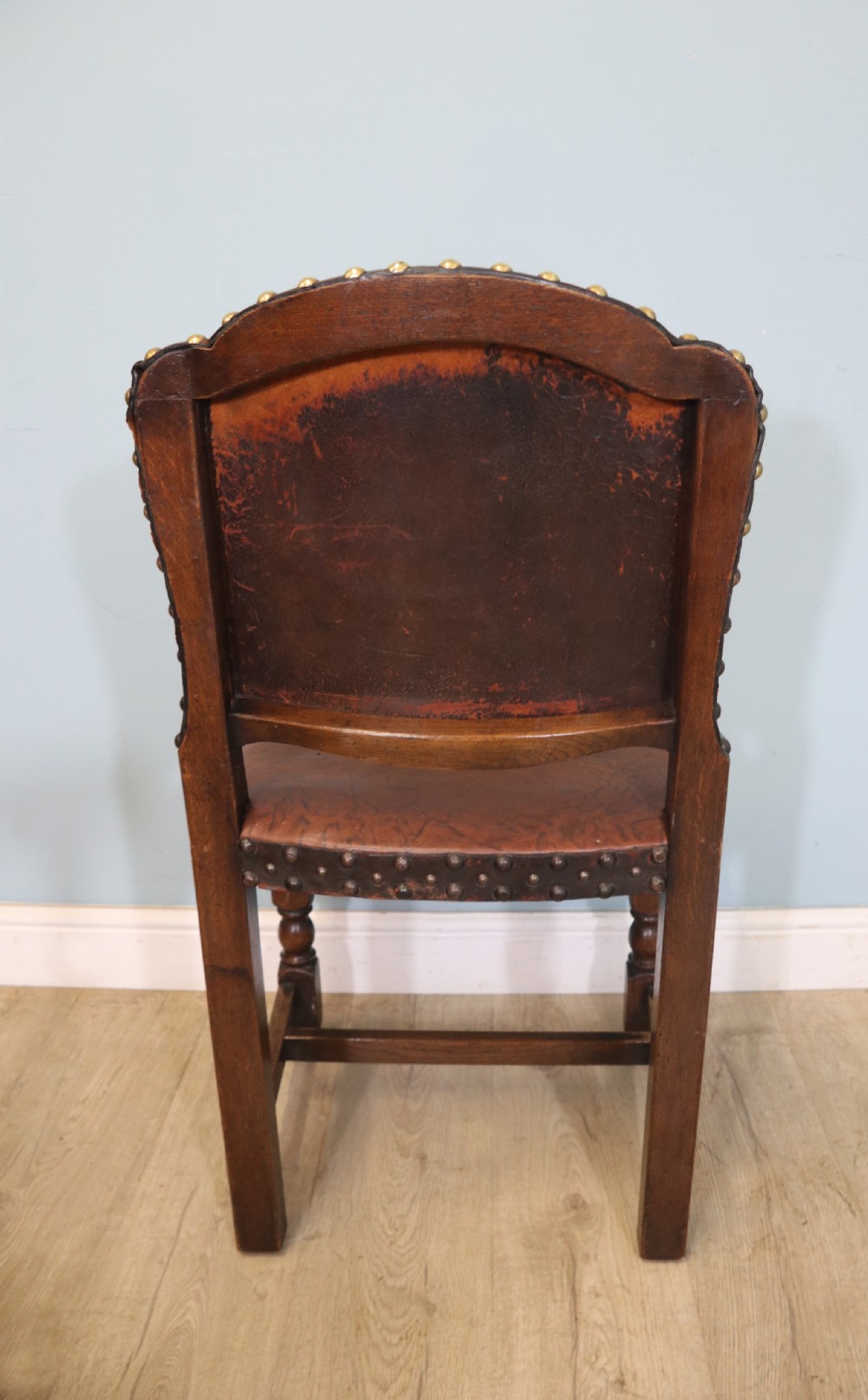 A lovely set of six early 20th Cromwellian style industrial looking dining chairs. View XXIII