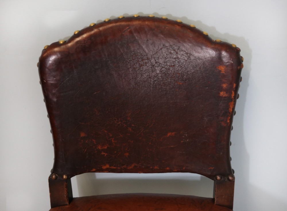A lovely set of six early 20th Cromwellian style industrial looking dining chairs. View XXVII