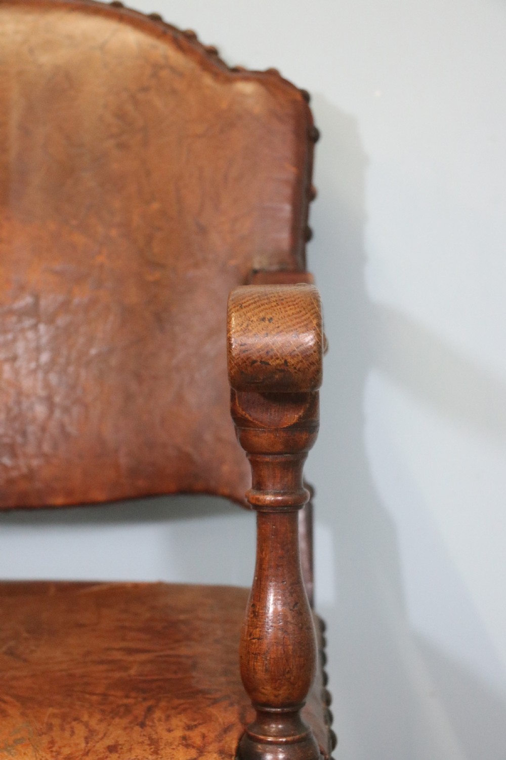 A lovely set of six early 20th Cromwellian style industrial looking dining chairs. View XXIX