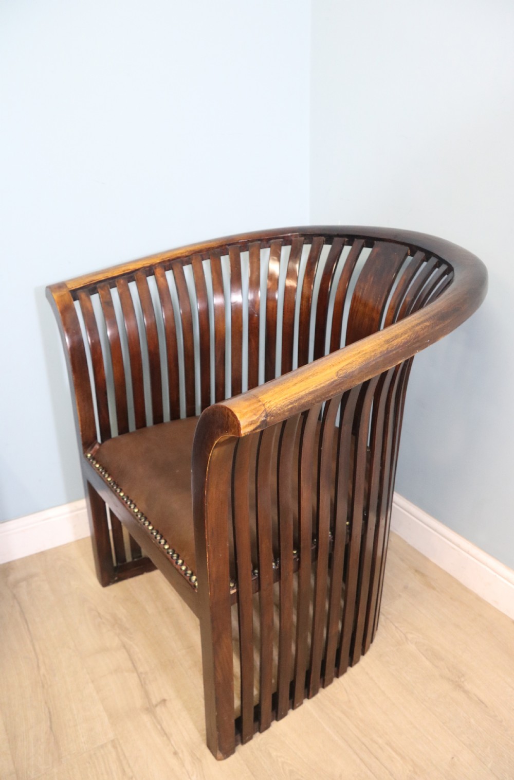 An early 20th century hardwood framed chair with curved back View IV