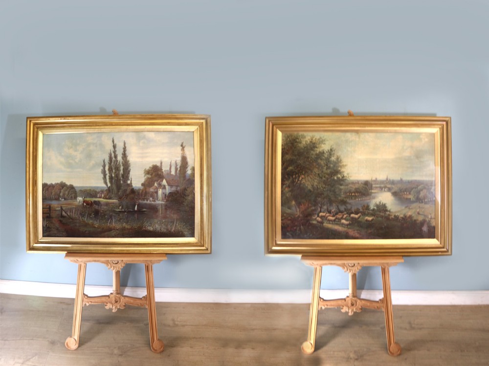 True pair of lovely Victorian oleographs depicting 