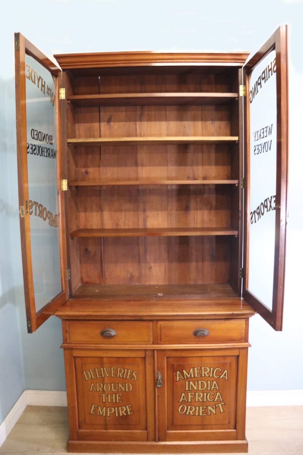 Late 19th century light American Walnut bookcase cabinet  View II