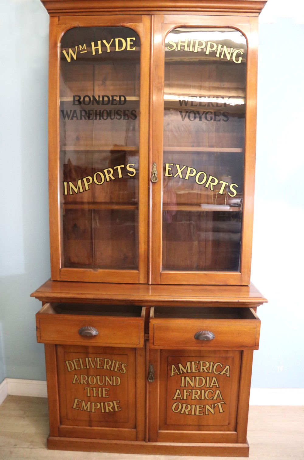 Late 19th century light American Walnut bookcase cabinet  View VII