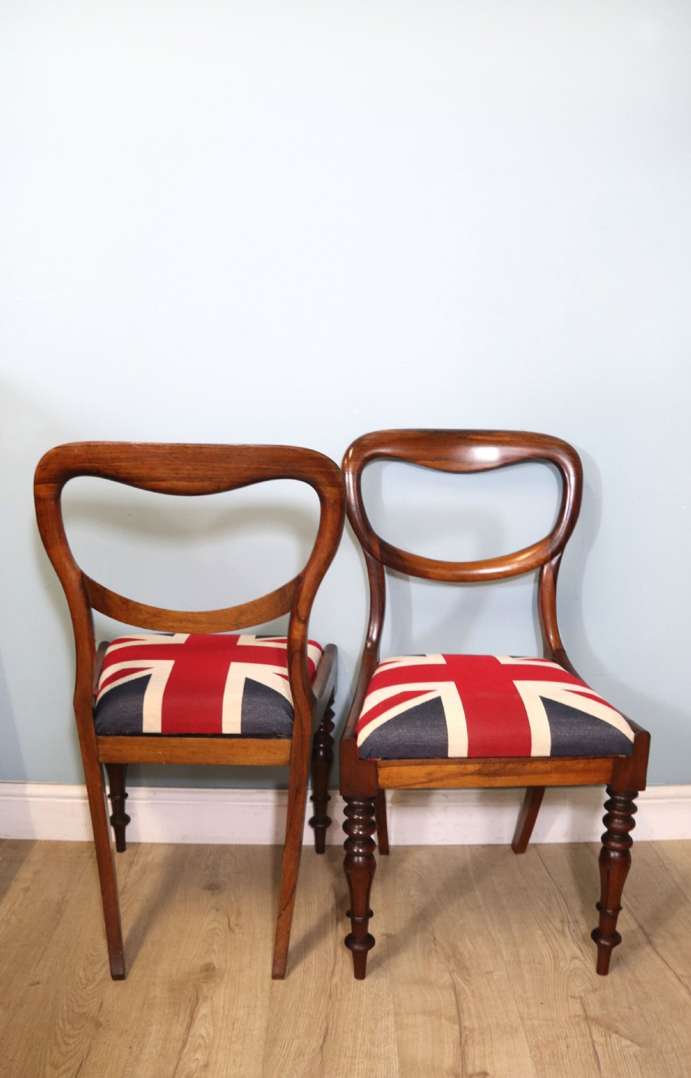 Pair of quality Victorian solid rosewood framed balloon back dining chairs View II