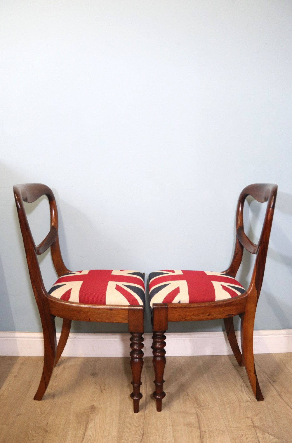 Pair of quality Victorian solid rosewood framed balloon back dining chairs View III
