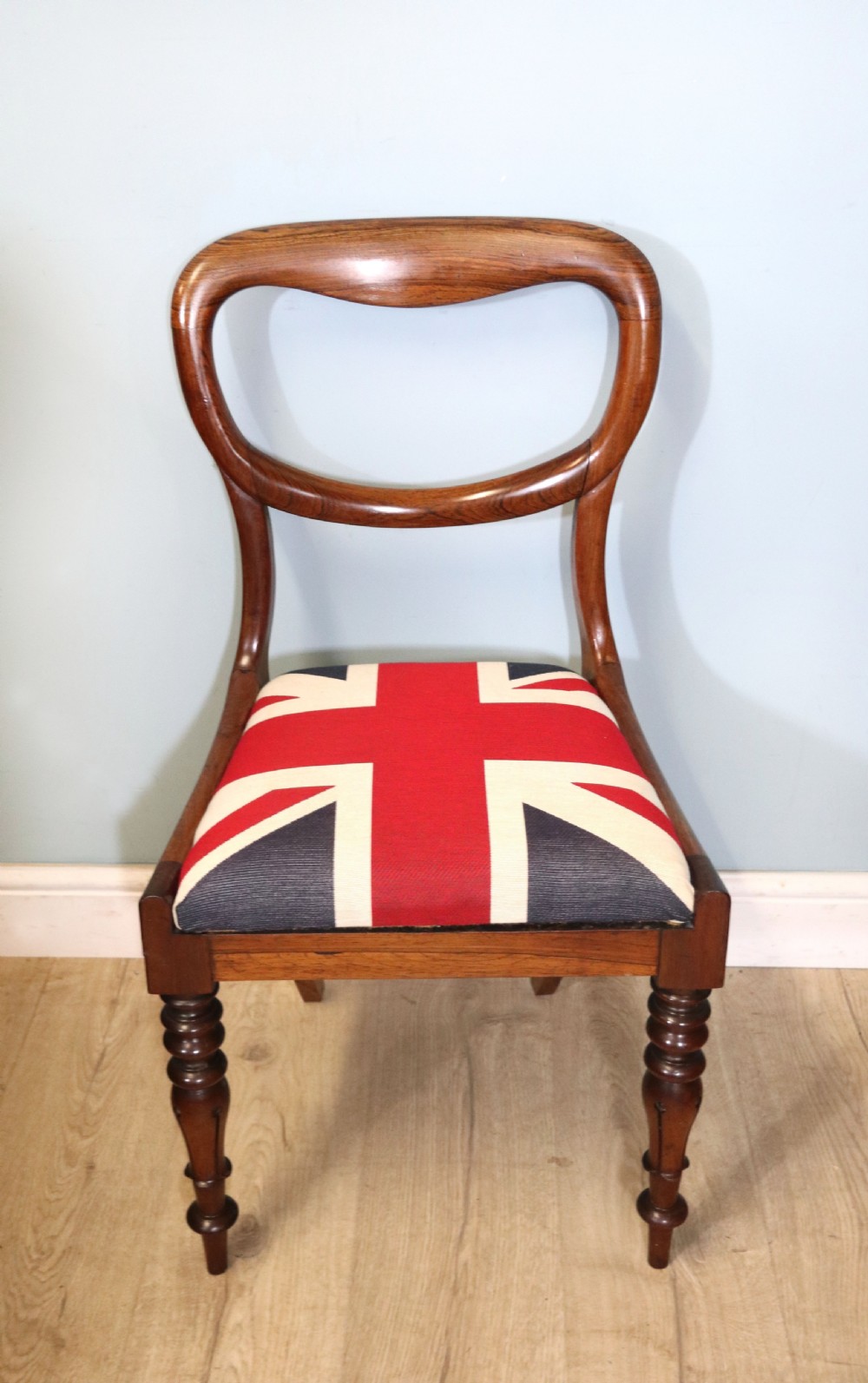 Pair of quality Victorian solid rosewood framed balloon back dining chairs View IV