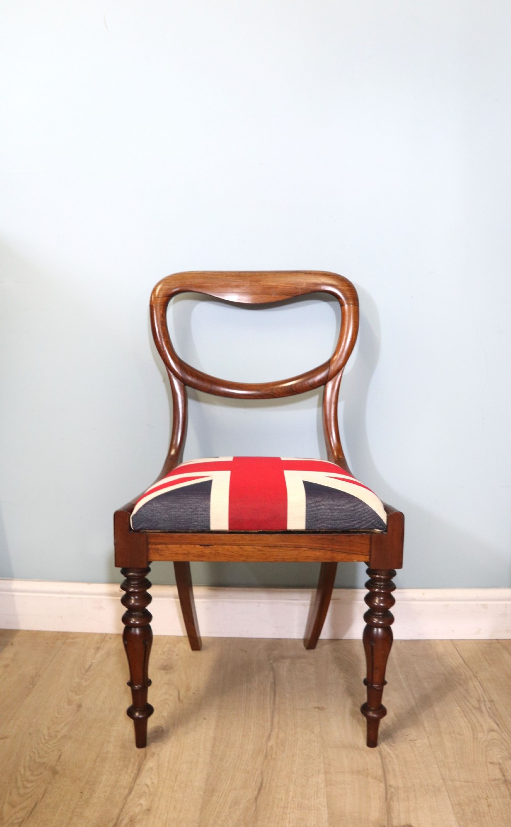 Pair of quality Victorian solid rosewood framed balloon back dining chairs View V