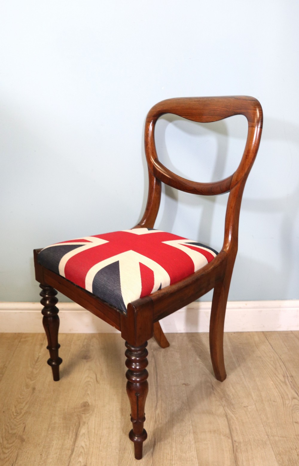 Pair of quality Victorian solid rosewood framed balloon back dining chairs View VI