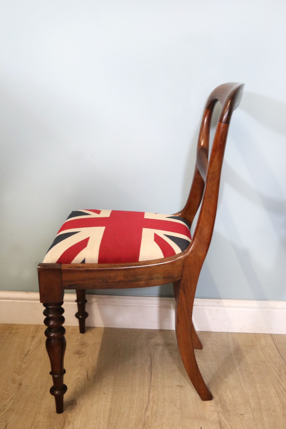 Pair of quality Victorian solid rosewood framed balloon back dining chairs View VII