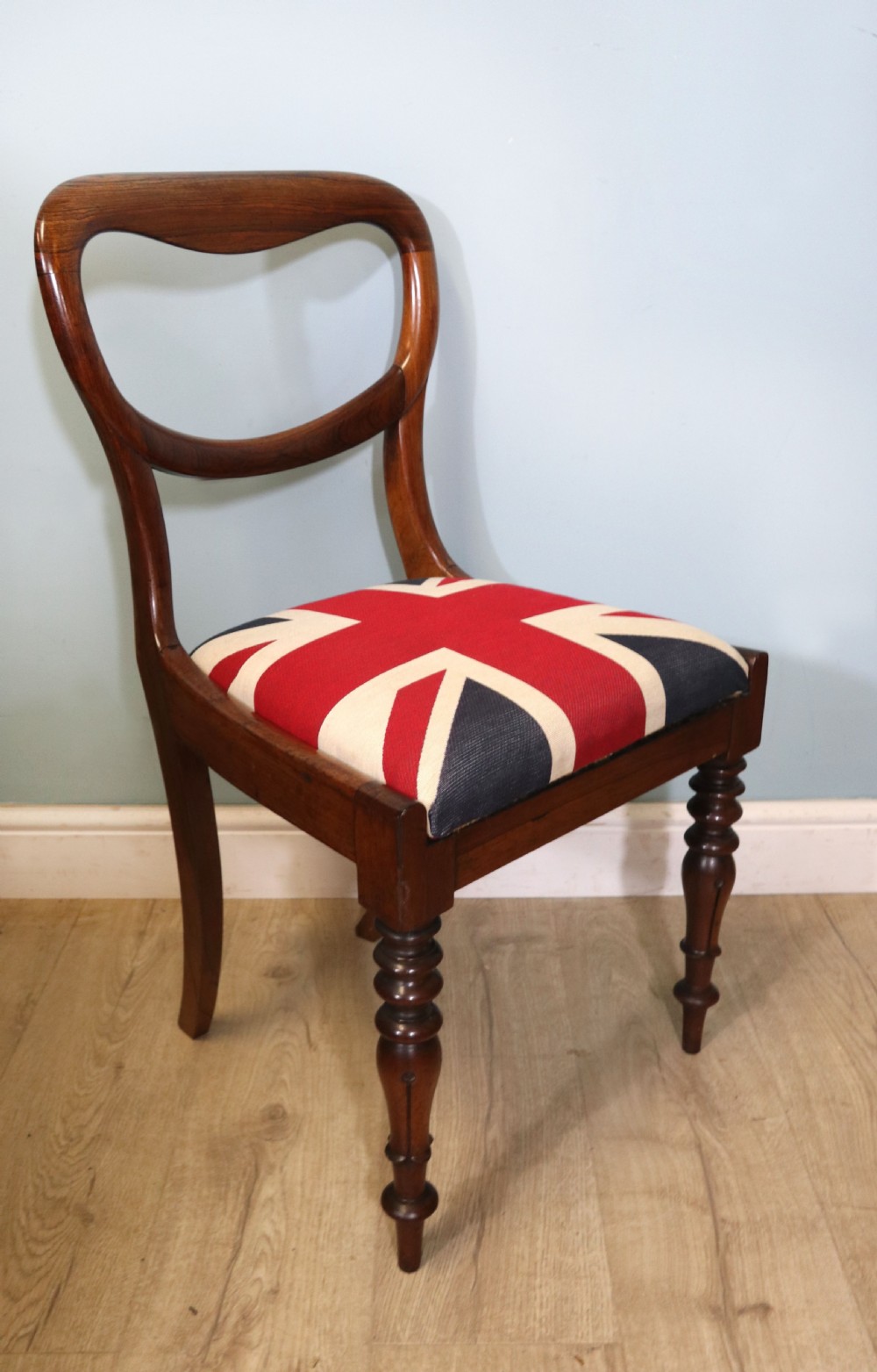 Pair of quality Victorian solid rosewood framed balloon back dining chairs View XII