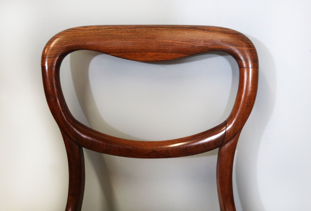 Pair of quality Victorian solid rosewood framed balloon back dining chairs View XIII