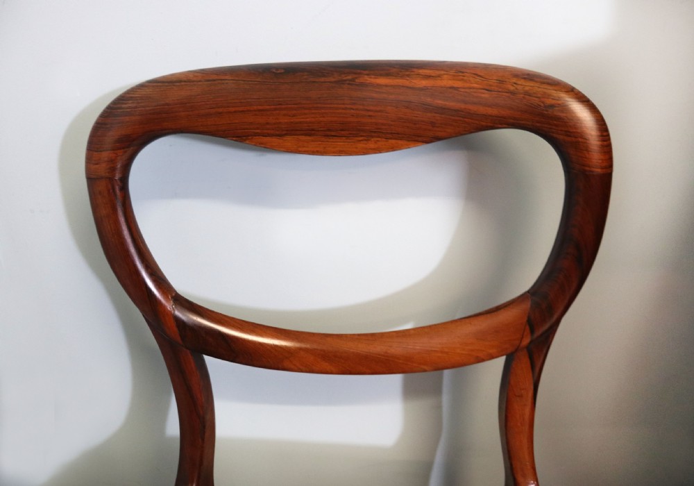 Pair of quality Victorian solid rosewood framed balloon back dining chairs View XV