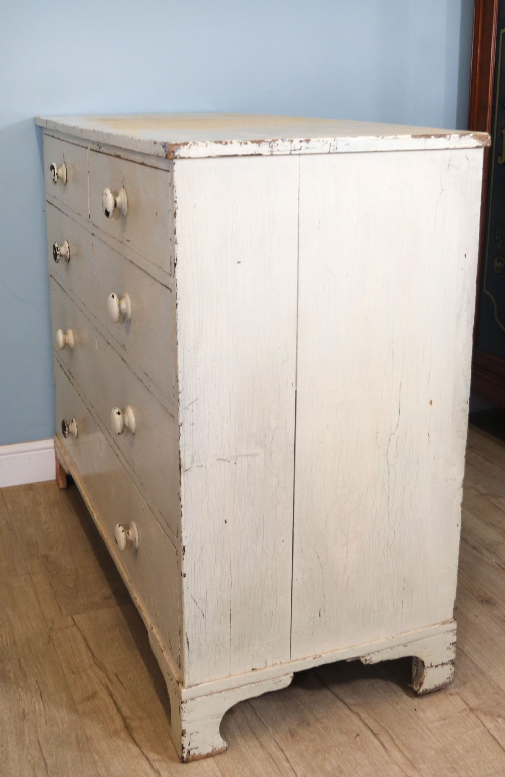 A lovely Victorian painted pine chest of drawers. View V
