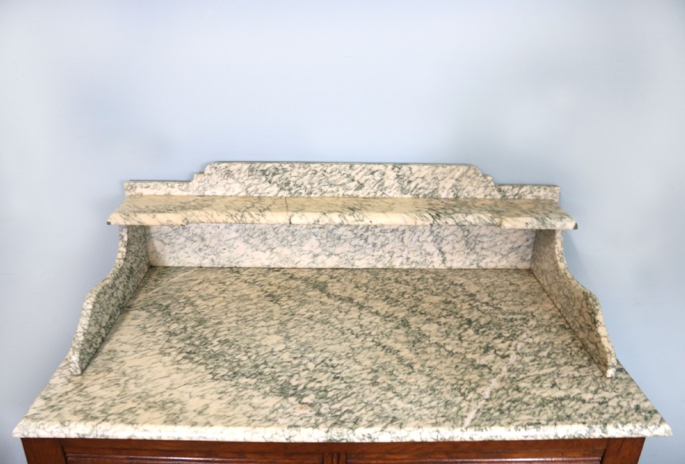 Late Victorian oak and walnut framed marble top washstand  View VII