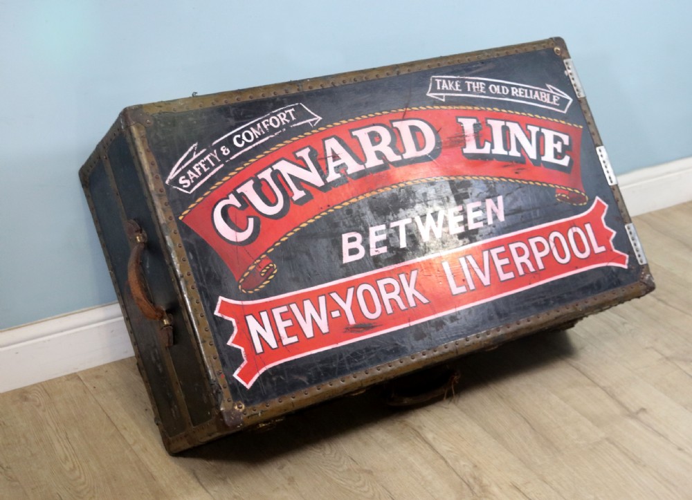 Shipping Line interest! A wonderful steamer trunk with fitted interior View III