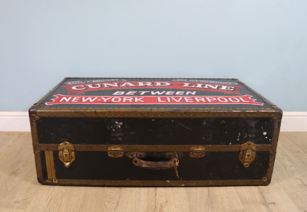 Shipping Line interest! A wonderful steamer trunk with fitted interior