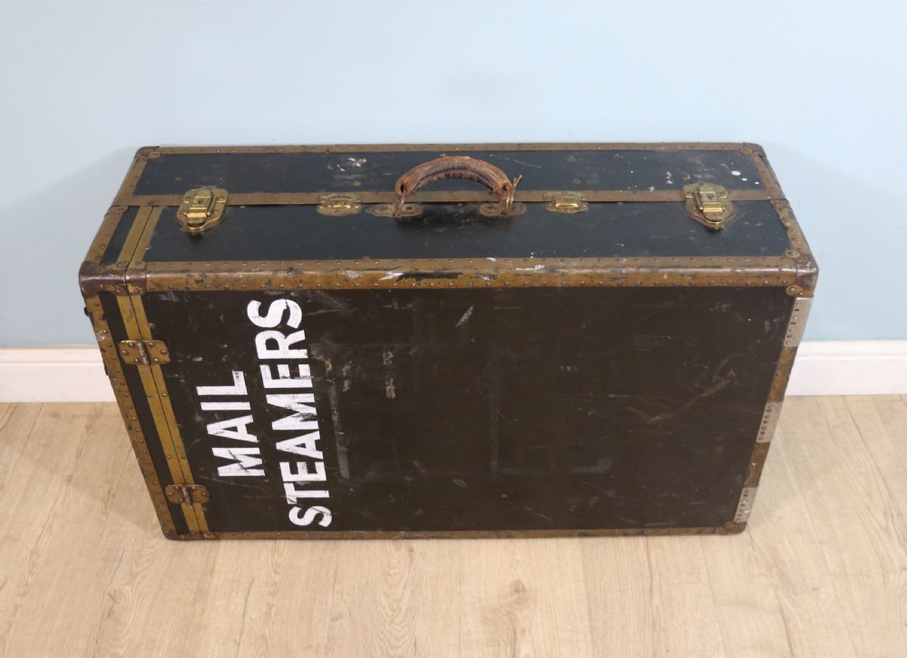Shipping Line interest! A wonderful steamer trunk with fitted interior View V
