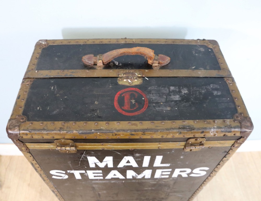 Shipping Line interest! A wonderful steamer trunk with fitted interior View X