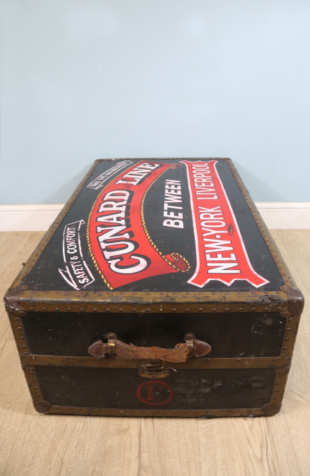 Shipping Line interest! A wonderful steamer trunk with fitted interior View XV
