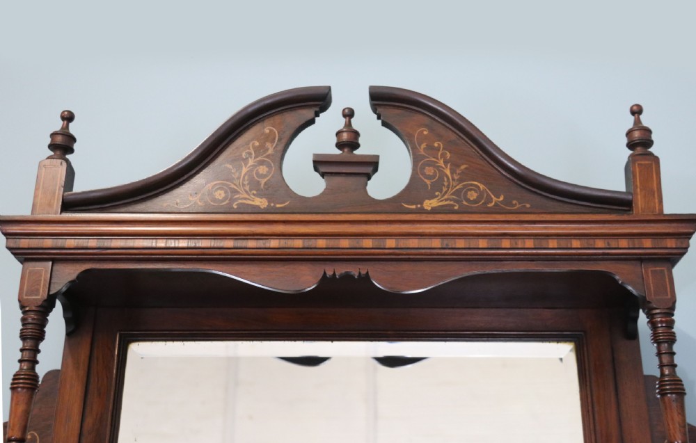 Late Victorian / Edwardian walnut veneered and inlaid side cabinet  View V
