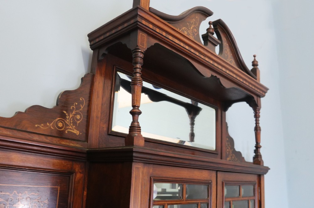 Late Victorian / Edwardian walnut veneered and inlaid side cabinet  View VI