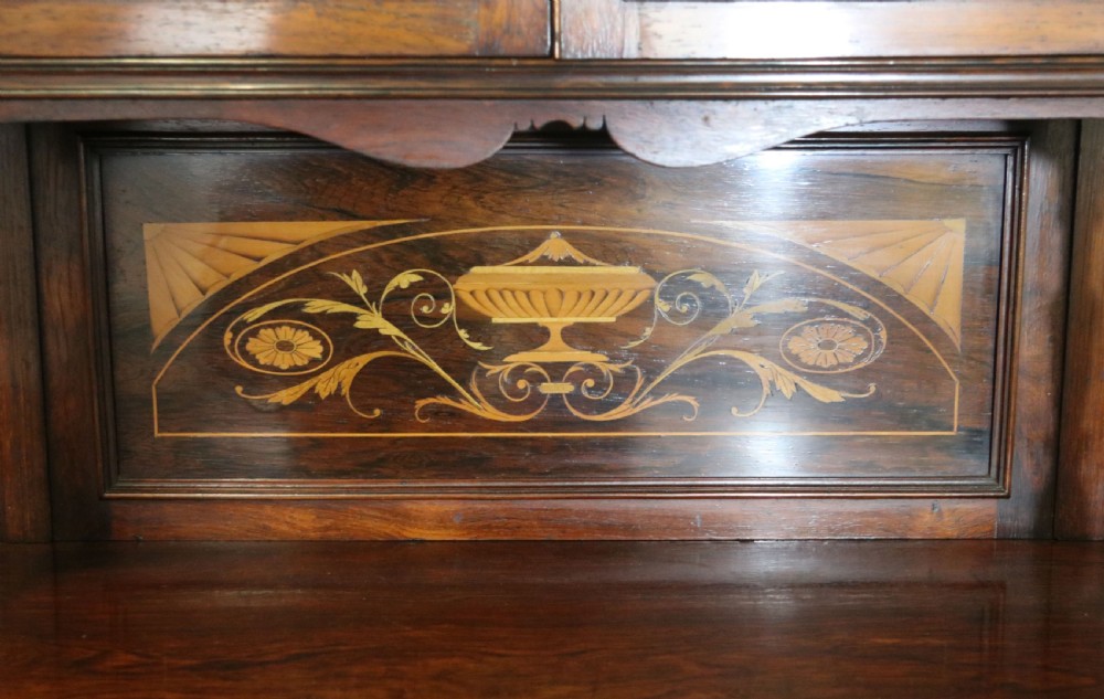 Late Victorian / Edwardian walnut veneered and inlaid side cabinet  View XX