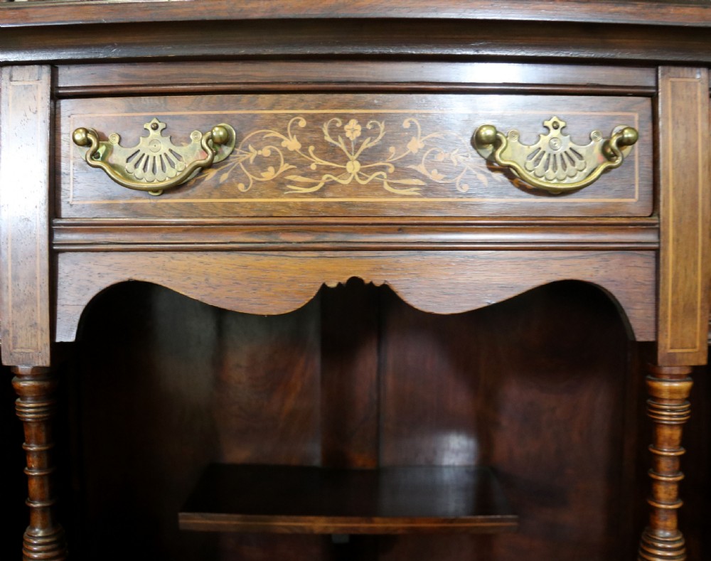 Late Victorian / Edwardian walnut veneered and inlaid side cabinet  View XXIII